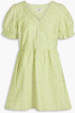RE/DONE 70s paisley-print cotton mini dress - Green - M