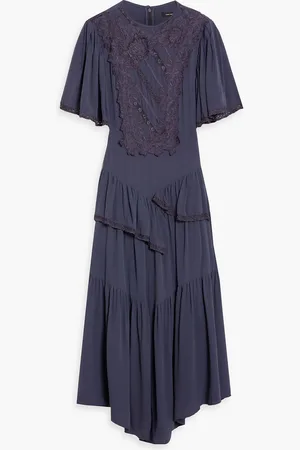 Isabel Marant Ladeira lace-trimmed ruffled maxi dress - Purple - FR 38