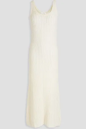 Chloé Open-knit wool, silk and cashmere-blend midi dress - White - S