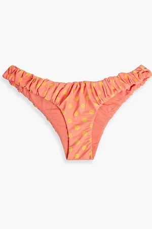 Caroline Constas Dorit gathered polka-dot low-rise bikini briefs - - L
