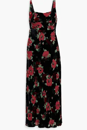 RIXO London Benedict floral-print devoré-velvet midi dress - - UK 10