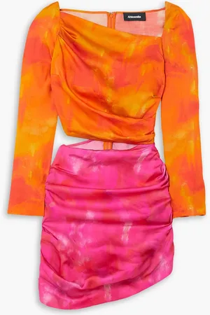 Ahluwalia Femi asymmetric printed cutout satin mini dress - - UK 10