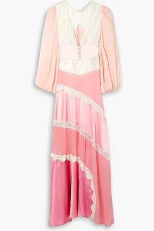LOVESHACKFANCY Kinsler paneled satin, chiffon and lace maxi dress - Pink - US 00