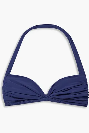 Norma Kamali Bill ruched halterneck bikini top - Blue - L