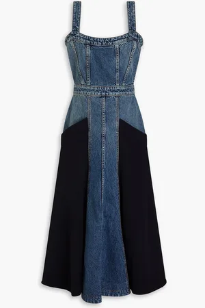 Chloé Twill-paneled denim midi dress - Blue - FR 34