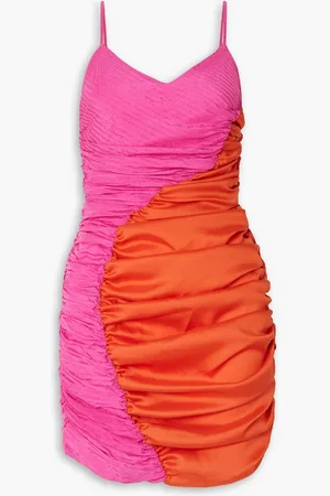 Ahluwalia Jade two-tone ruched satin jacquard mini dress - Pink - UK 12