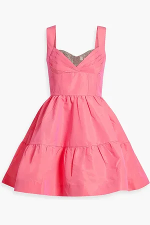 Rebecca Vallance Brydie flared crystal-embellished taffeta mini dress - Pink - UK 6