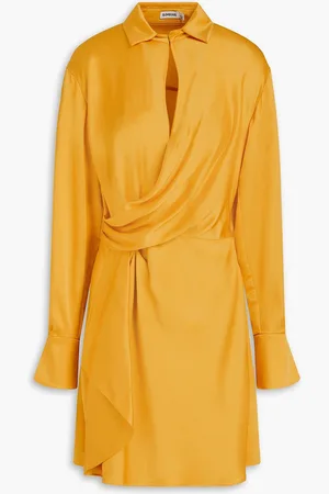 Simkhai Talit draped satin-crepe mini shirt dress - Yellow - US 2