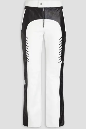 Chloé Whipstitched two-tone leather straight-leg pants - - FR 38