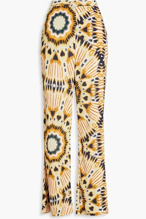 Bash Clyde printed crinkled-crepe wide-leg pants - Yellow - 3