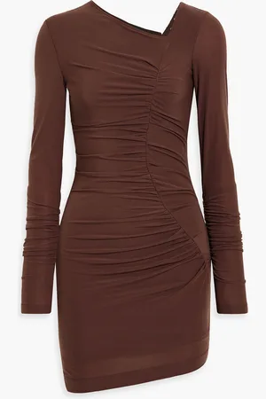 Helmut Lang Ruched jersey mini dress - Brown - XS