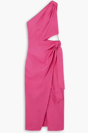 Simkhai Doran one-shoulder cutout draped cotton-poplin midi dress - - XS