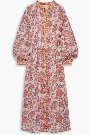 Cubus Luciana belted floral-print cotton-voile midi dress - Pink - 0