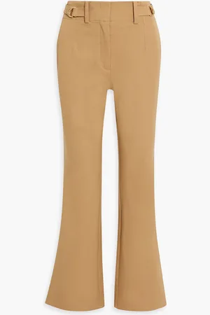 Derek Lam Buckle-detailed cotton-blend twill flared pants - Brown - US 6