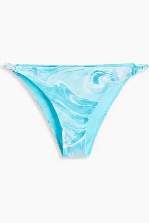 Ganni Twisted printed low-rise bikini briefs - Blue - DE 38