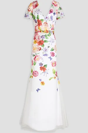 Marchesa Notte Embroidered tulle gown - White - US 4