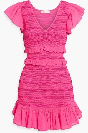 LOVESHACKFANCY Sonora smocked ruffled cotton-gauze mini dress - - XL