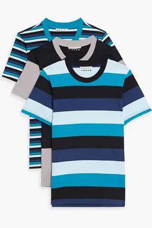 Marni Set of three striped cotton-jersey T-shirts - Blue - IT 46