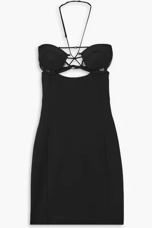 Nensi Dojaka Hilma stretch-tulle trimmed ponte halterneck mini dress - - L