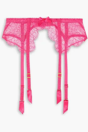 Agent Provocateur Lorna bow-embellished Leavers lace suspender belt - Pink - 5