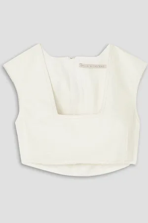 EMILIA WICKSTEAD Saffa cropped denim top - - UK 10