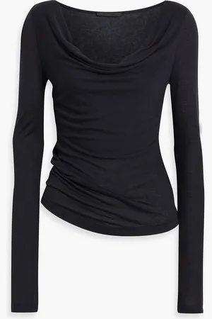 Helmut Lang Scala draped jersey top - Blue - M
