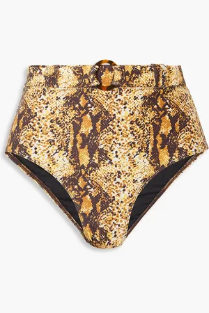 FAITHFULL THE BRAND Goa belted snake-print high-rise bikini briefs - - XS
