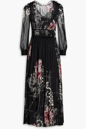 Alberta Ferretti Ruffled printed silk-chiffon midi dress - - IT 40