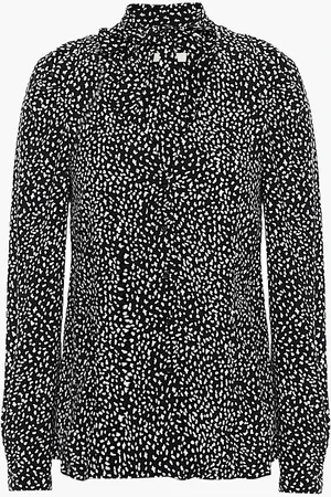 Maje Tie-neck printed cupro-blend blouse - - 1