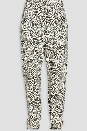 Isabel Marant Badeloisa cropped zebra-print leather tapered pants - - FR 36