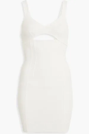 Hervé Léger Cutout textured-bandage mini dress - White - L