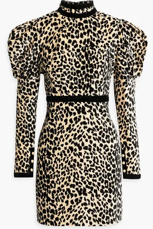 BATSHEVA Tate leopard-print cotton-velvet mini dress - - US 10