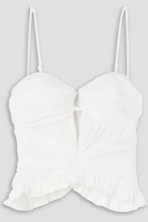 BRANDON MAXWELL The Peir ruched ruffled cotton bustier top - - US 0