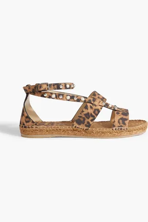 Jimmy Choo Denise embellished leopard-print suede espadrille sandals - - EU 36