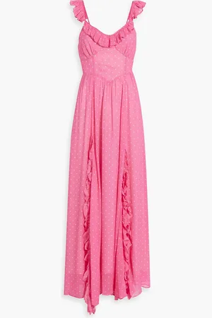 LOVESHACKFANCY Junia ruffled polka-dot chiffon maxi dress - - US 00