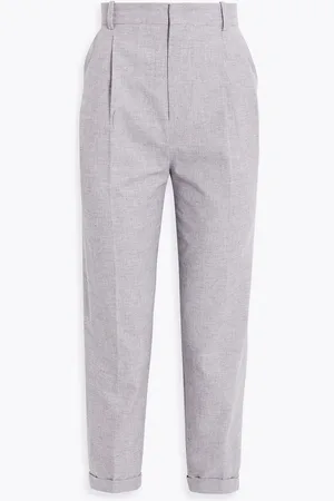 Marant Etoile Lowea houndstooth cotton and linen-blend tapered pants - Purple - FR 34