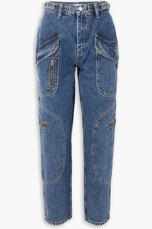 RE/DONE Racer cropped paneled straight-leg jeans - Blue - 26