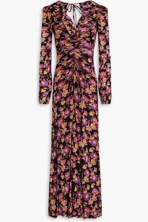 Diane von Furstenberg Sean ruffled floral-print stretch-mesh maxi dress - - XXS