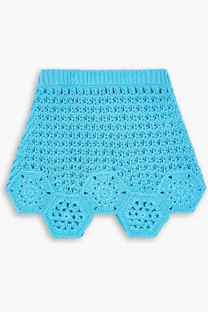 Alanui Blooming Flowers crocheted cotton mini skirt - Blue - XS/S