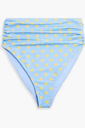 Caroline Constas Sutton ruched polka-dot high-rise bikini briefs - Blue - XS