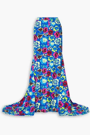 Christopher John Rogers Floral-print crepe maxi skirt - Blue - US 0