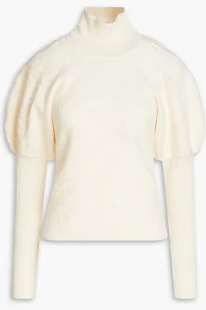 ZIMMERMANN Bouclé-knit wool and cashmere-blend turtleneck sweater - White - 1