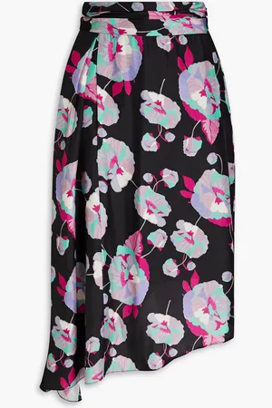 Isabel Marant Javenia asymmetric floral-print silk midi skirt - - FR 34