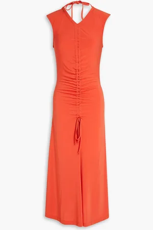 Paul Smith Flared ruched jersey midi dress - Orange - XS