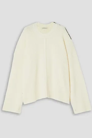 Peter Do Oversized button-embellished ribbed wool sweater - White - S