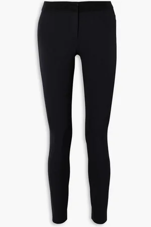 VERONICA BEARD Grosgrain-trimmed stretch-scuba leggings - Blue - US 12