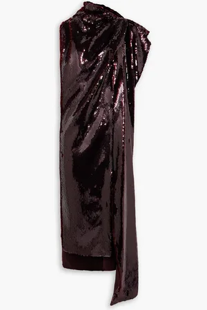 A.W.A.K.E. MODE Asymmetric draped sequined satin dress - - FR 34