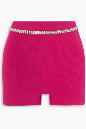 Paco rabanne Crystal-embellished ribbed-jersey shorts - - M