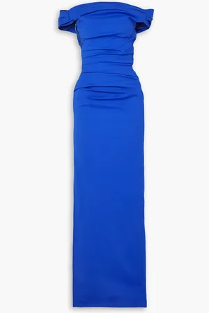 MATICEVSKI Assertion off-the-shoulder ruched stretch-crepe gown - Blue - UK 6