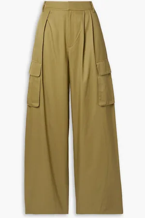 tibi Stella twill wide-leg pants - Green - US 2
